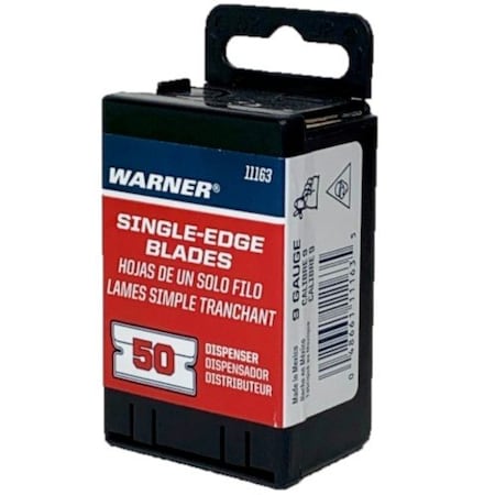 Warner 50 Pack Single Edge Razor Blades in Safety Dispenser 11163